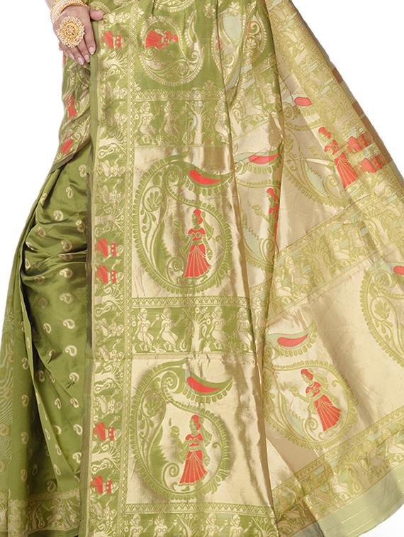 paisley baluchari saree with blouse - 17732667 - Zoom Image - 4