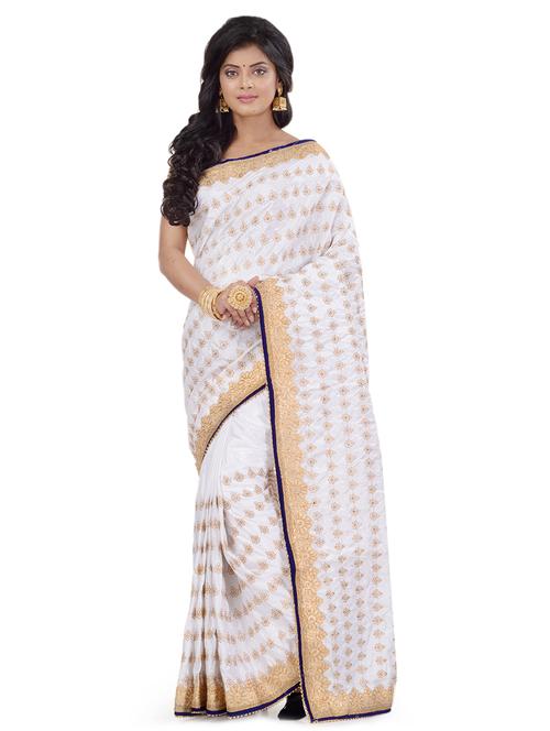 zari embroidered saree with blouse - 17732669 - Standard Image - 1