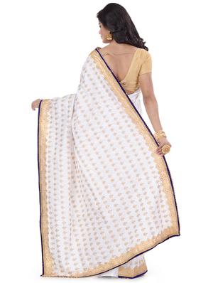 zari embroidered saree with blouse - 17732669 - Standard Image - 2