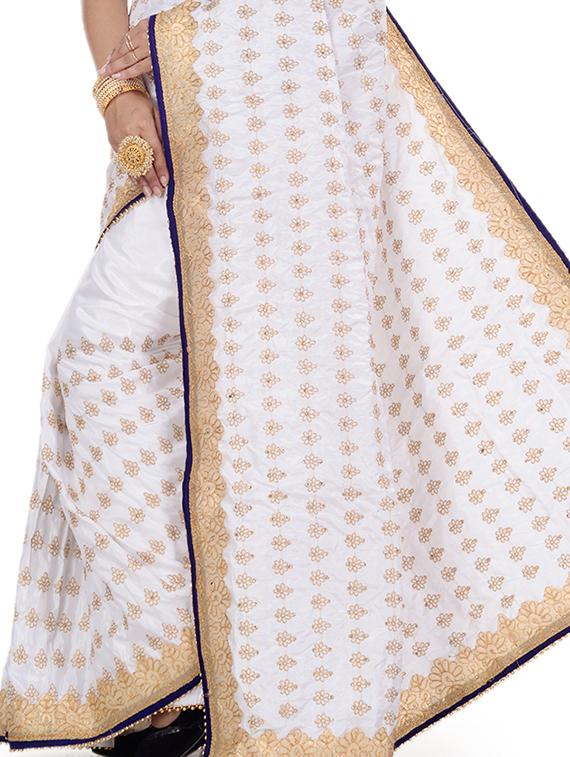 zari embroidered saree with blouse - 17732669 - Zoom Image - 4