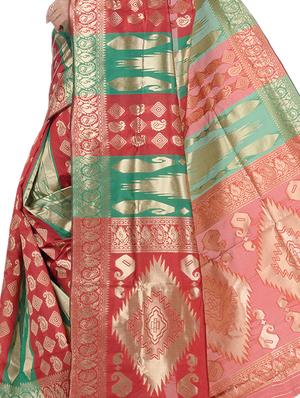 self design woven saree with blouse - 17732671 - Standard Image - 4