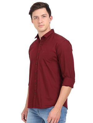 maroon solid casual shirt - 17732723 - Standard Image - 2