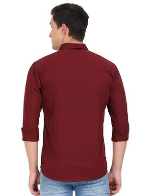 maroon solid casual shirt - 17732723 - Standard Image - 3