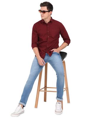 maroon solid casual shirt - 17732723 - Standard Image - 4