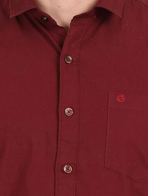 maroon solid casual shirt - 17732723 - Standard Image - 5