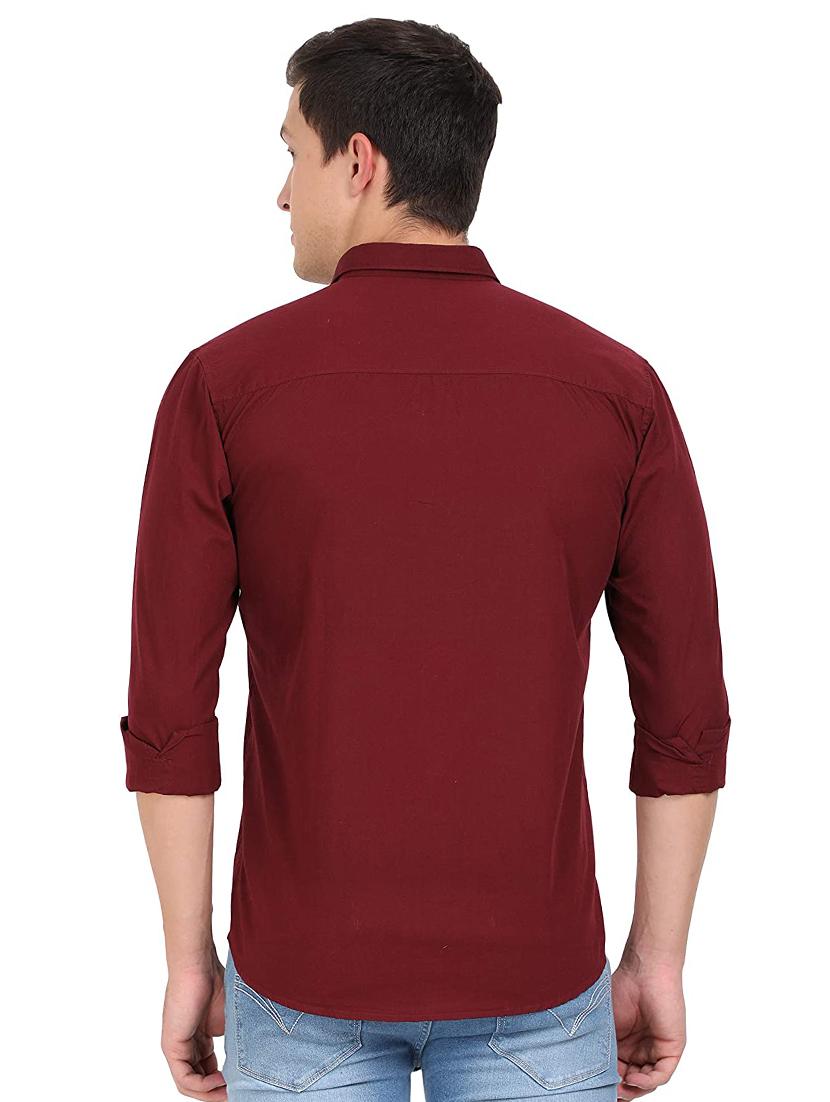 maroon solid casual shirt - 17732723 - Zoom Image - 3