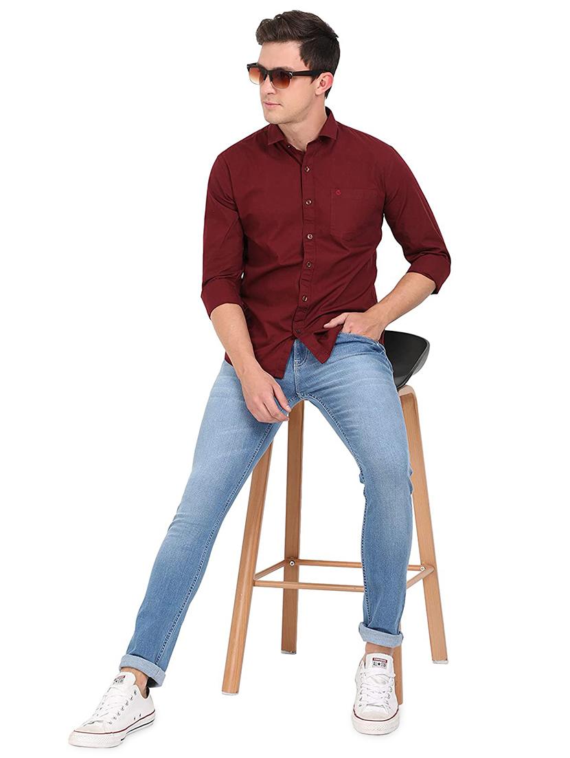 maroon solid casual shirt - 17732723 - Zoom Image - 4