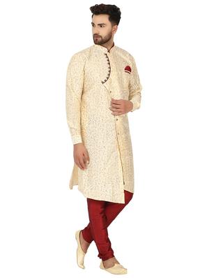 beige kurta pyjama ethnic wear set - 17733565 - Standard Image - 2