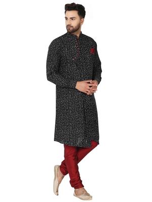 black kurta pyjama ethnic wear set - 17733566 - Standard Image - 2