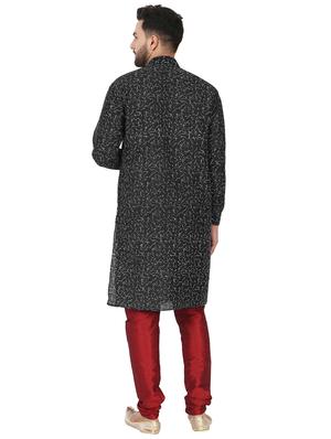 black kurta pyjama ethnic wear set - 17733566 - Standard Image - 3