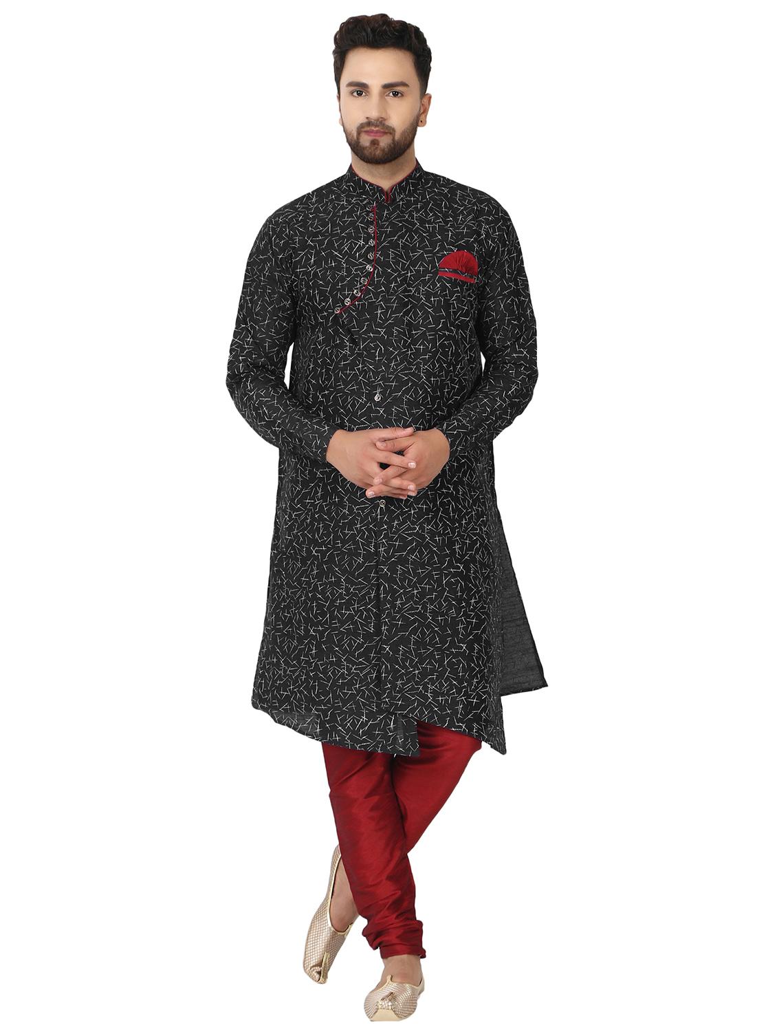 black kurta pyjama ethnic wear set - 17733566 - Zoom Image - 1