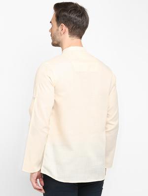 cream solid short kurta - 17733698 - Standard Image - 4