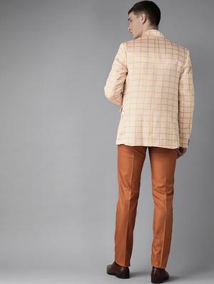 beige checkered single breasted suit - 17733783 - Standard Image - 3
