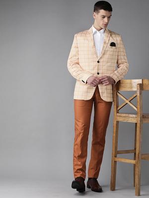 beige checkered single breasted suit - 17733783 - Standard Image - 4