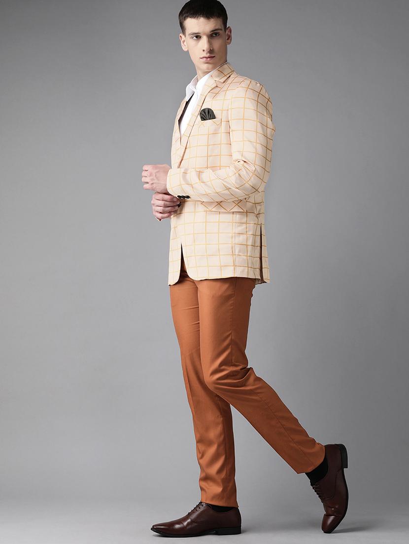 beige checkered single breasted suit - 17733783 - Zoom Image - 2
