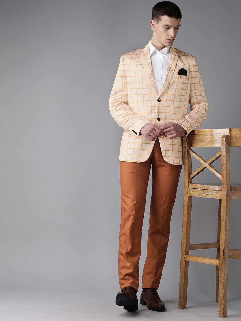 beige checkered single breasted suit - 17733783 - Zoom Image - 4