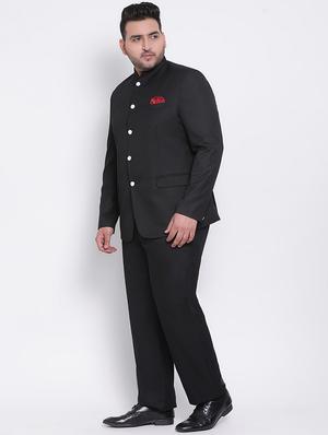 plus size black solid single breasted suit - 17733786 - Standard Image - 2