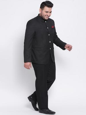 plus size black solid single breasted suit - 17733786 - Standard Image - 3