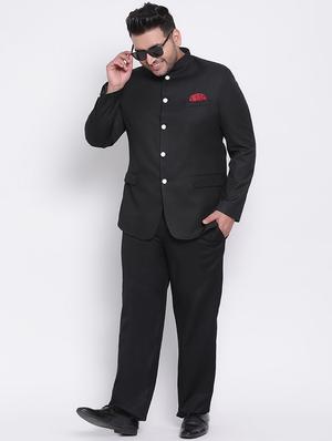 plus size black solid single breasted suit - 17733786 - Standard Image - 5