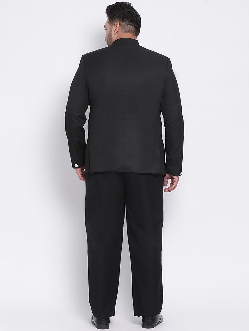 plus size black solid single breasted suit - 17733786 - Zoom Image - 4