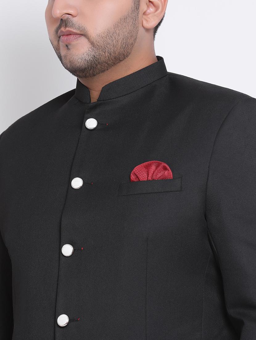 plus size black solid single breasted suit - 17733786 - Zoom Image - 6