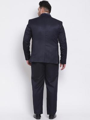 plus size navy blue solid single breasted suit - 17733788 - Standard Image - 5