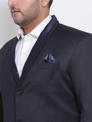 plus size navy blue solid single breasted suit - 17733788 - Standard Image - 6