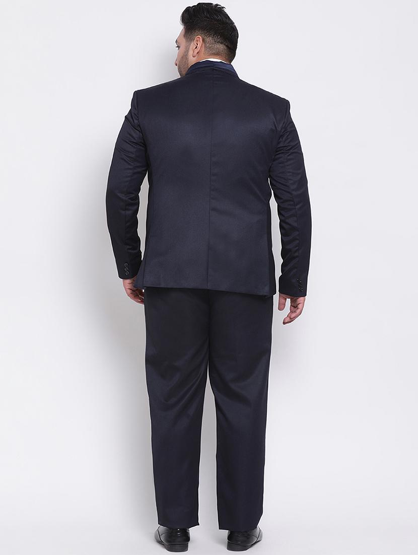 plus size navy blue solid single breasted suit - 17733788 - Zoom Image - 5