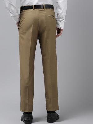 beige solid flat front formal trouser - 17733820 - Standard Image - 3