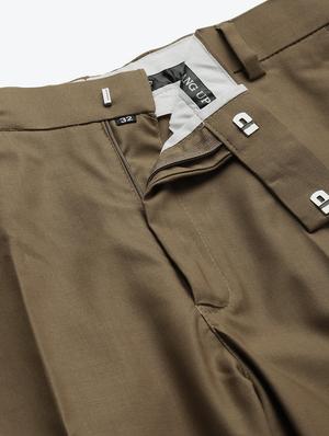 beige solid flat front formal trouser - 17733820 - Standard Image - 5