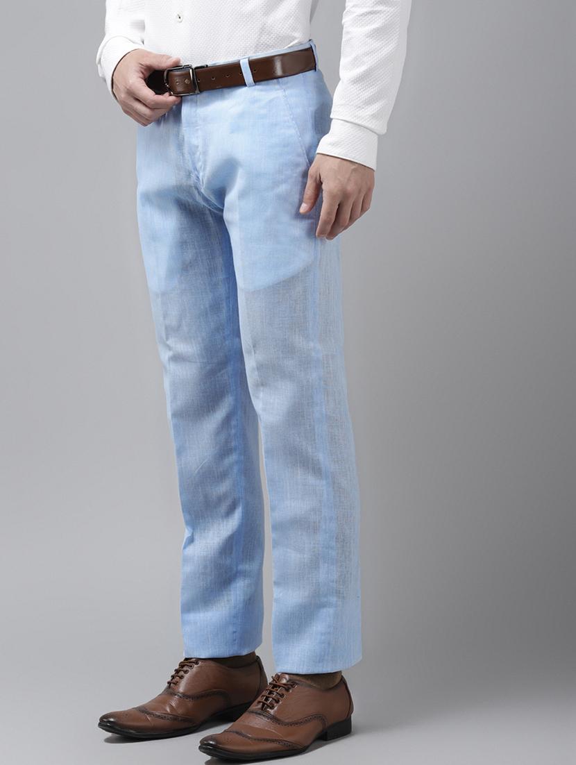 turquoise solid flat front formal trouser - 17733825 - Zoom Image - 2