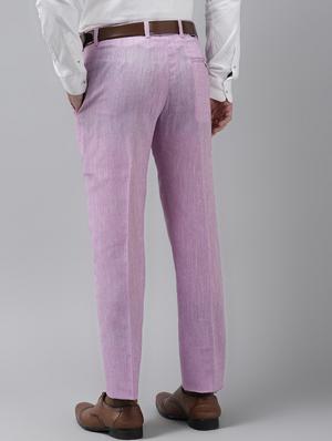 purple solid flat front formal trouser - 17733828 - Standard Image - 3