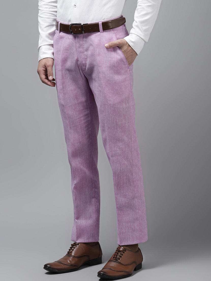 purple solid flat front formal trouser - 17733828 - Zoom Image - 2