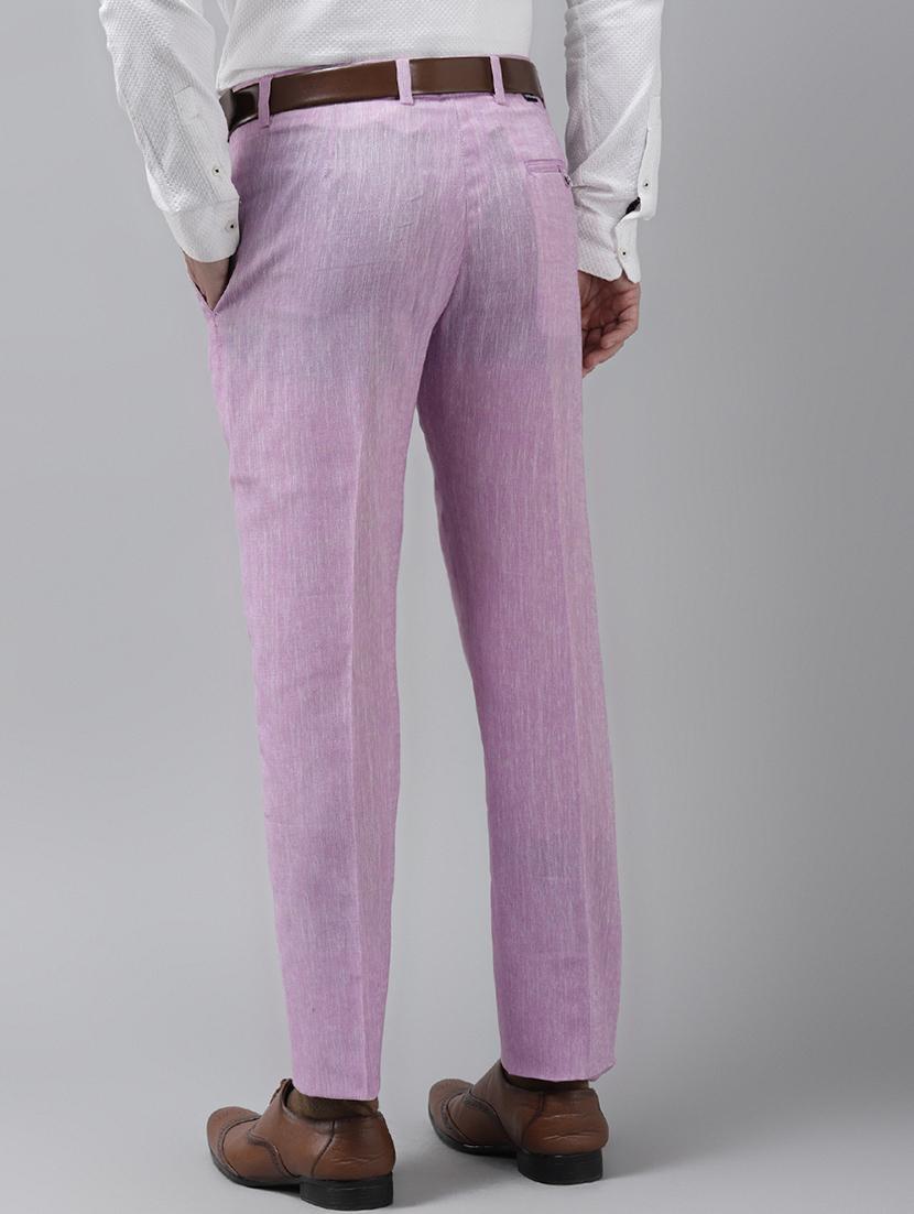 purple solid flat front formal trouser - 17733828 - Zoom Image - 3