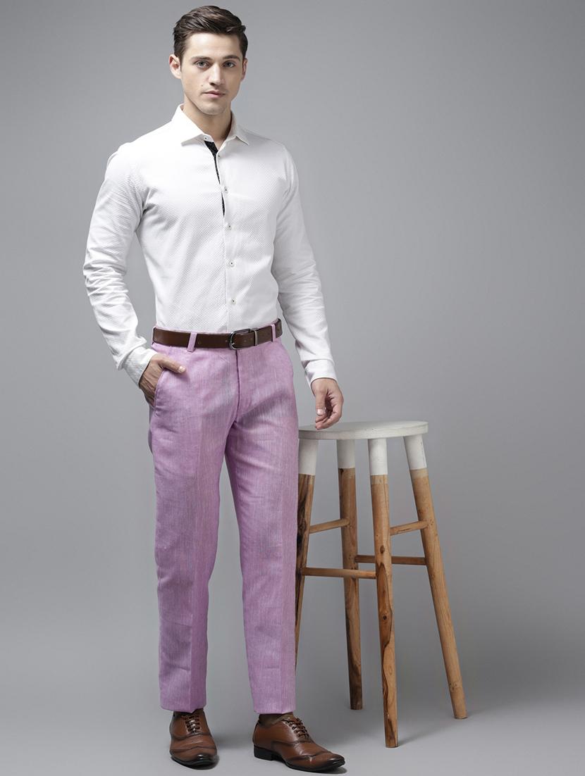 purple solid flat front formal trouser - 17733828 - Zoom Image - 4