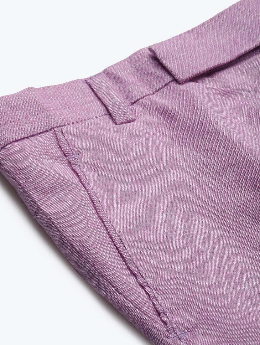 purple solid flat front formal trouser - 17733828 - Zoom Image - 6