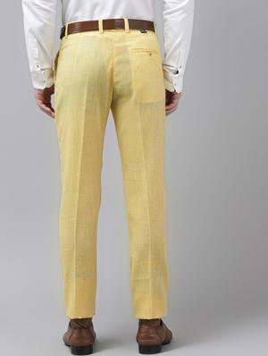 yellow solid flat front formal trouser - 17733830 - Standard Image - 3