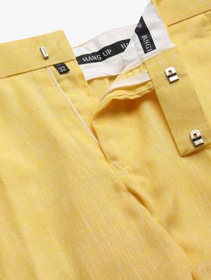 yellow solid flat front formal trouser - 17733830 - Standard Image - 5