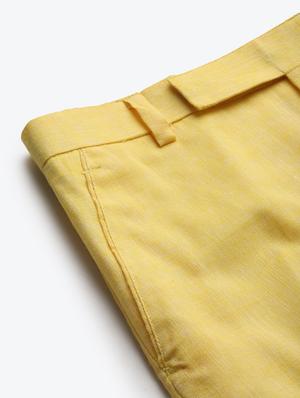 yellow solid flat front formal trouser - 17733830 - Standard Image - 6