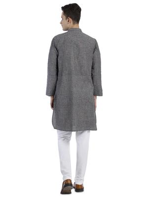 grey melange long kurta - 17733876 - Standard Image - 3