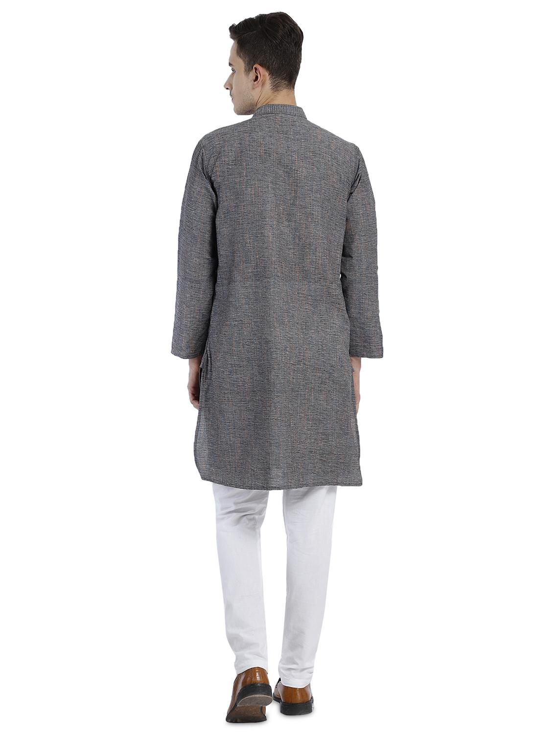 grey melange long kurta - 17733876 - Zoom Image - 3