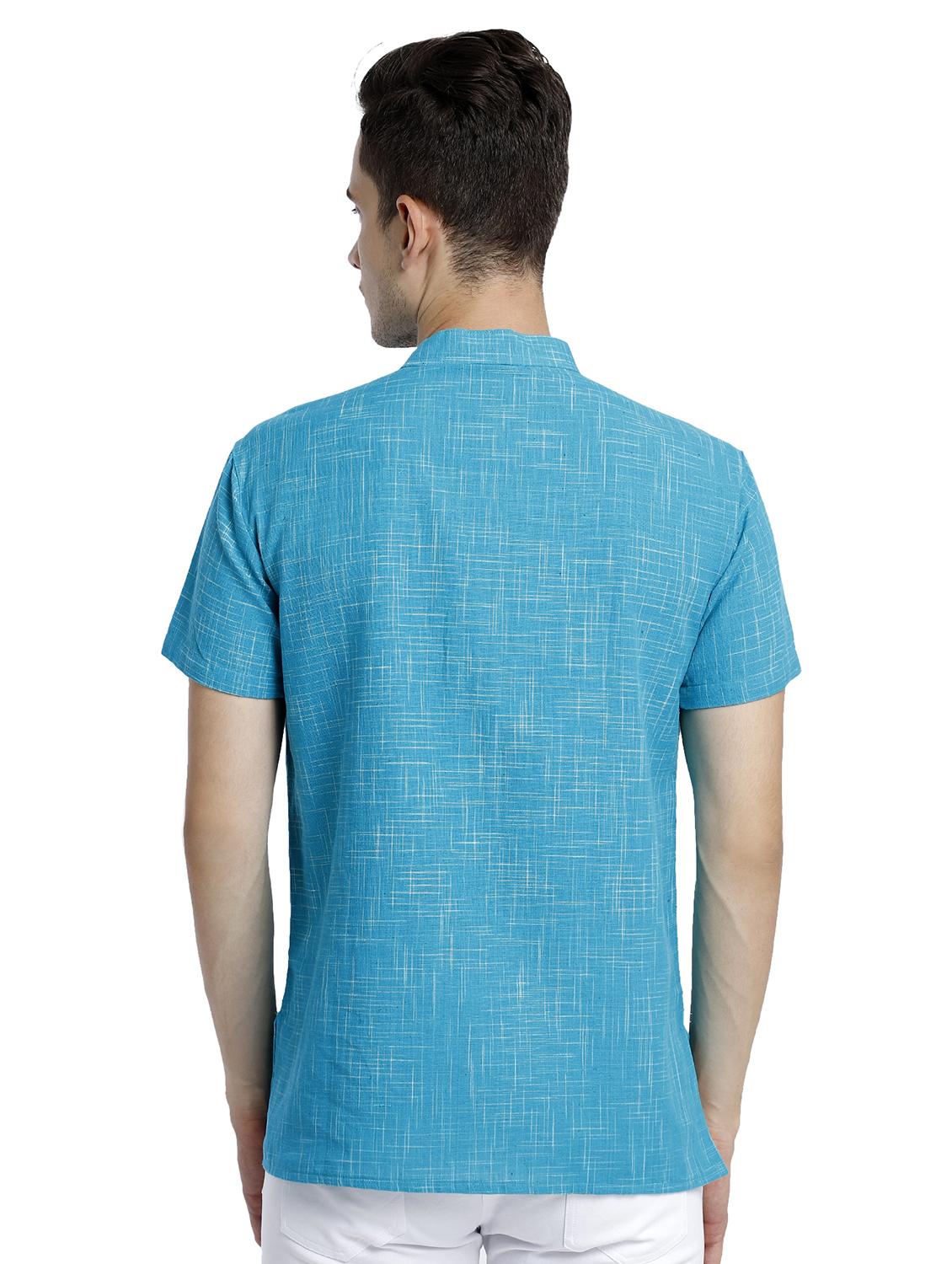 blue melange short kurta - 17733883 - Zoom Image - 3