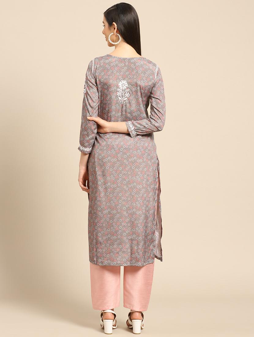chikankari straight kurti - 17733988 - Zoom Image - 3
