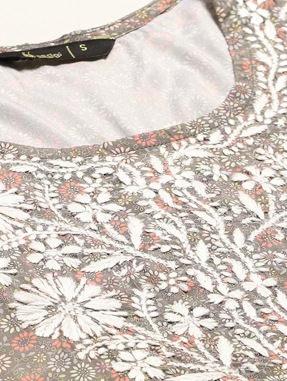 chikankari straight kurti - 17733988 - Zoom Image - 4