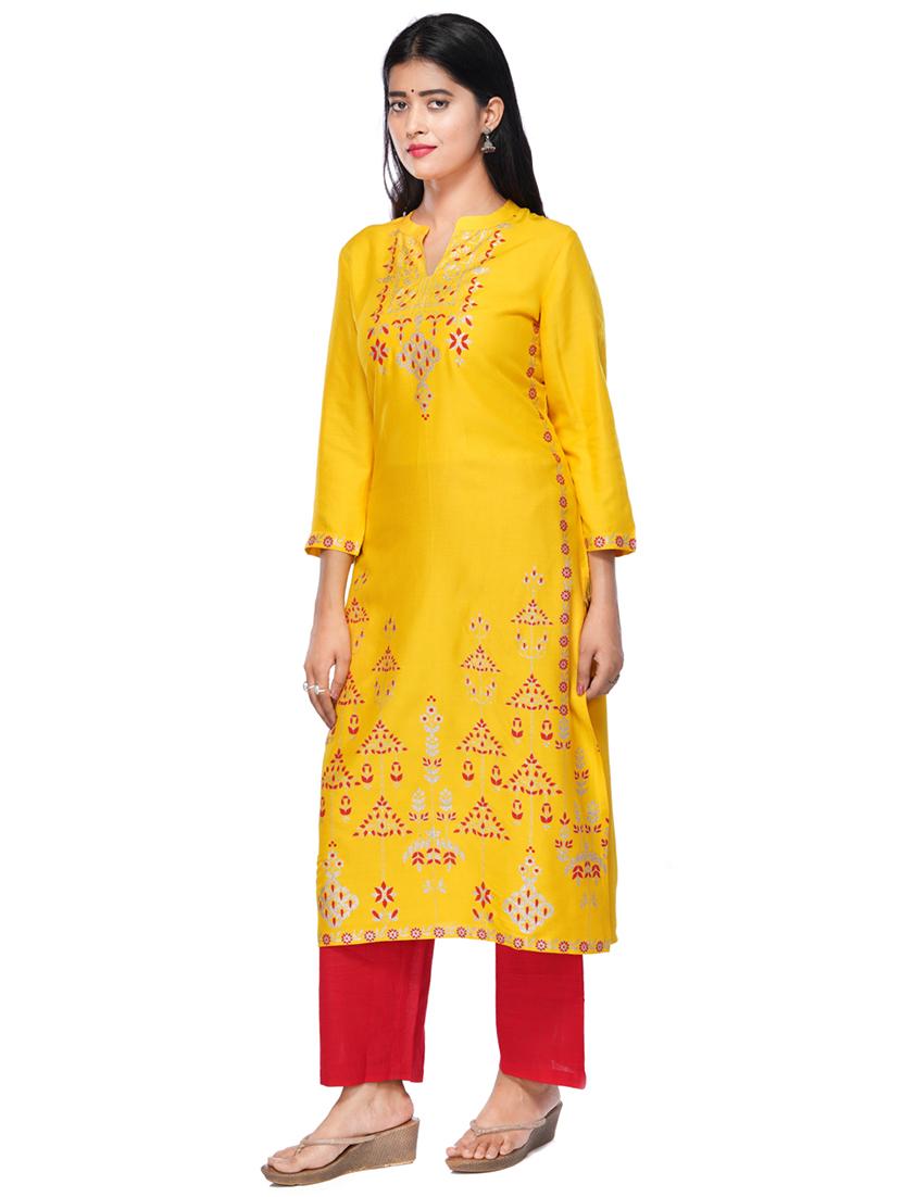 gold print kurta pant set - 17734010 - Zoom Image - 2