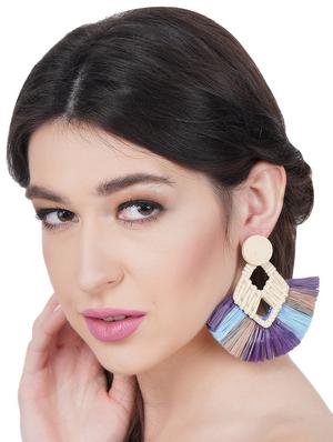 multi colored cotton drop earring - 17734041 - Standard Image - 4
