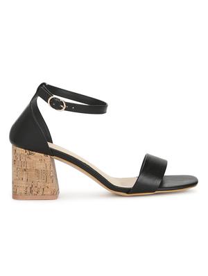 black pu ankle strap sandals - 17734120 - Standard Image - 2