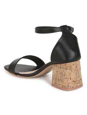 black pu ankle strap sandals - 17734120 - Standard Image - 3