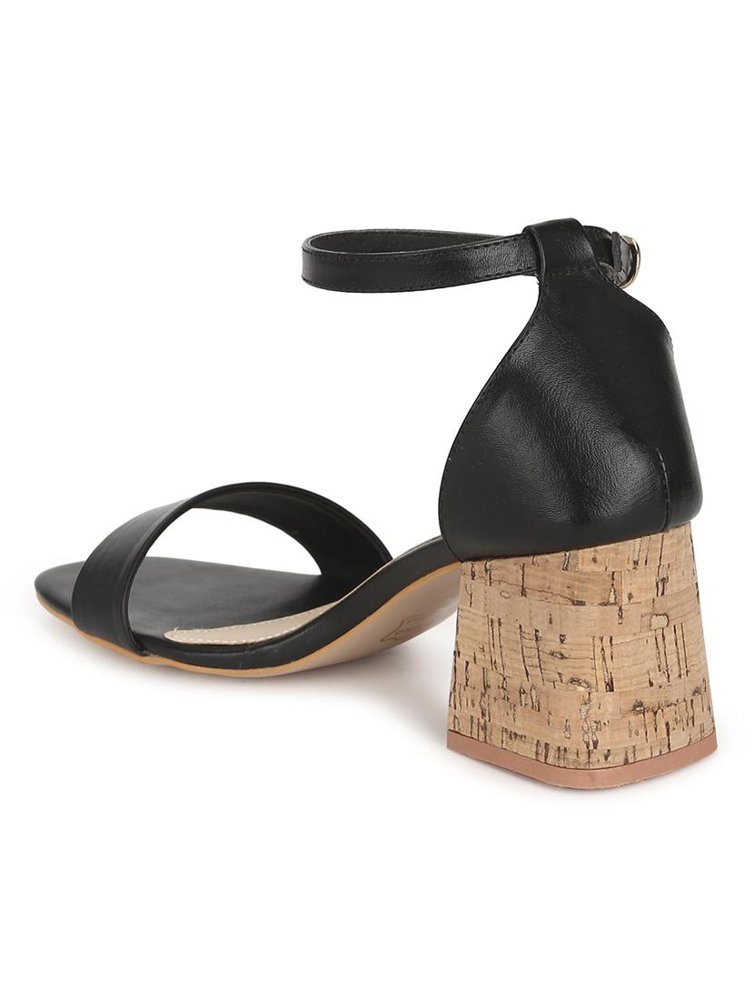 black pu ankle strap sandals - 17734120 - Zoom Image - 3