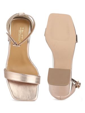 gold pu ankle strap sandals - 17734135 - Standard Image - 4